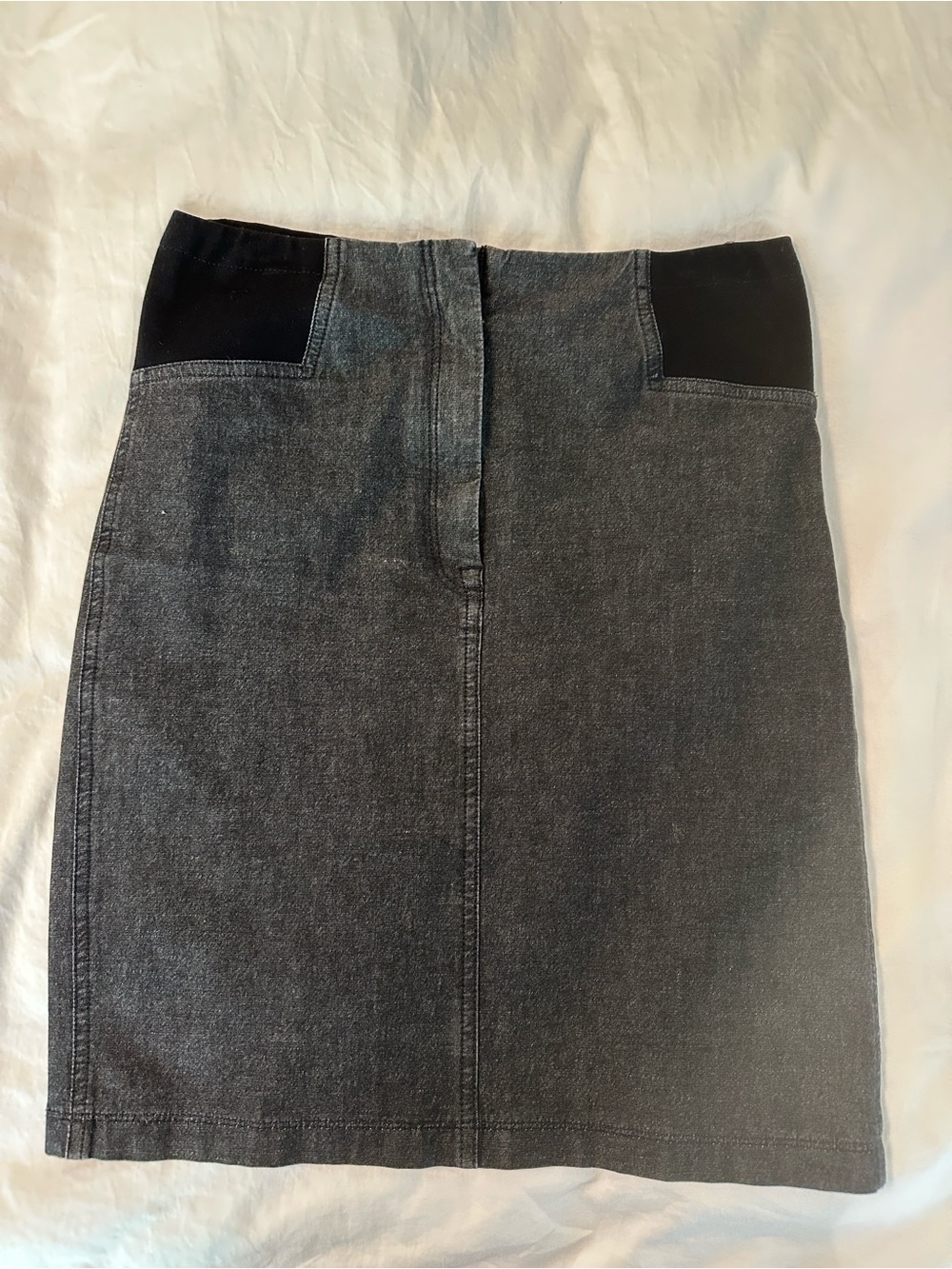 Theory Black and Gray Denim Pencil Skirt